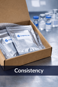 Longevity Lab branded research packaging showing consistent secure peptide supply in Australia