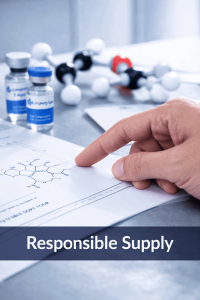 Longevity Lab research peptide vials displayed in laboratory setting representing responsible supply practices
